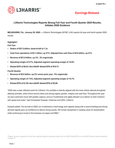Miniature L3Harris Technologies Rapport trimestriel 2025-q4