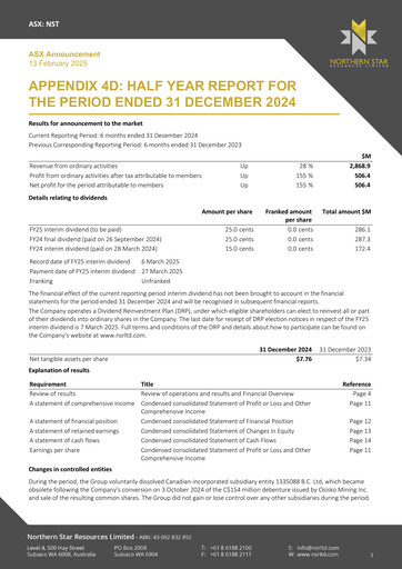 Thumbnail Northern Star Half-year Report 2024-h2