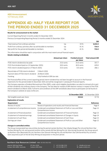 Thumbnail Northern Star Half-year Report 2025-h1