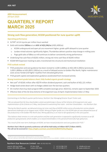 Vorschaubild Northern Star Quartalsbericht 2025-q1