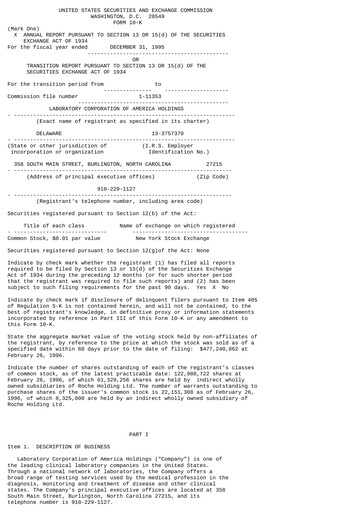 Thumbnail LabCorp Annual Report 1995