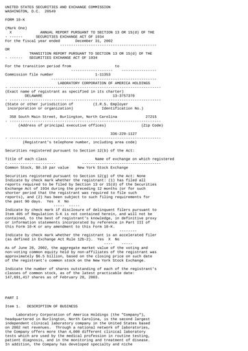 Thumbnail LabCorp Annual Report 2002