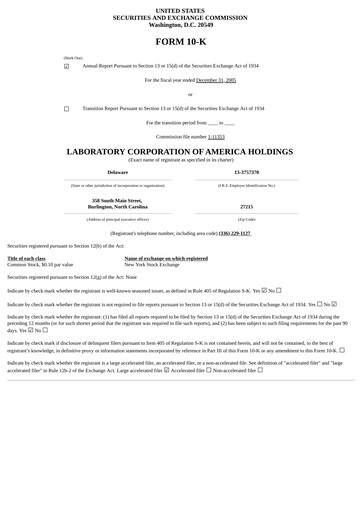 Thumbnail LabCorp Annual Report 2005