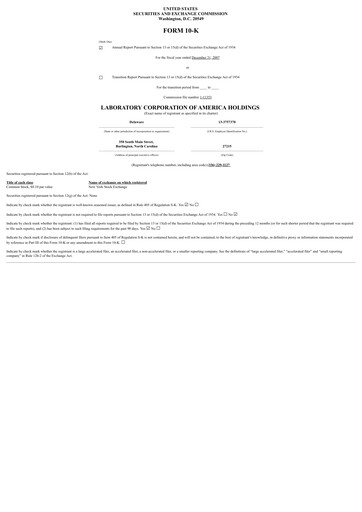 Thumbnail LabCorp Annual Report 2007