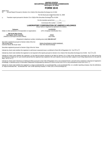 Thumbnail LabCorp Annual Report 2008