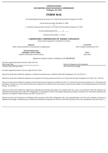 Thumbnail LabCorp Annual Report 2009