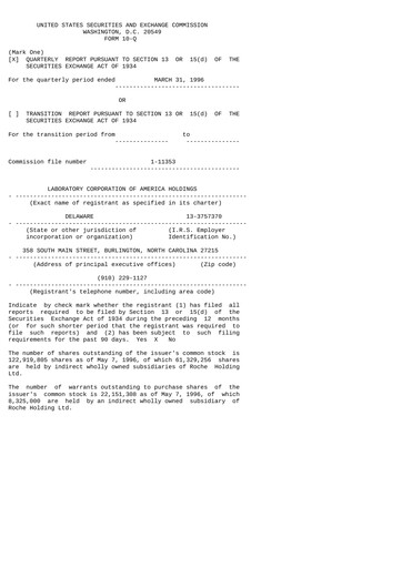 Thumbnail LabCorp Quarterly Report 1996-q1