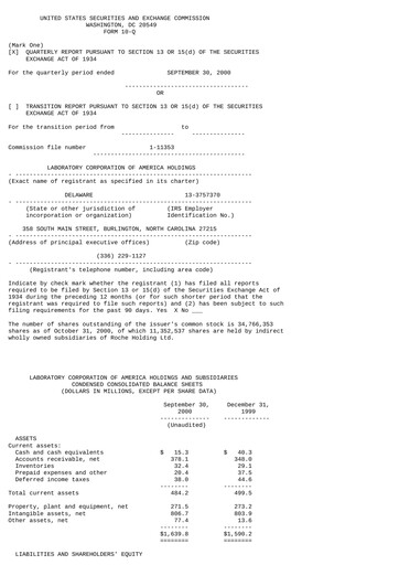 Thumbnail LabCorp Quarterly Report 2000-q3