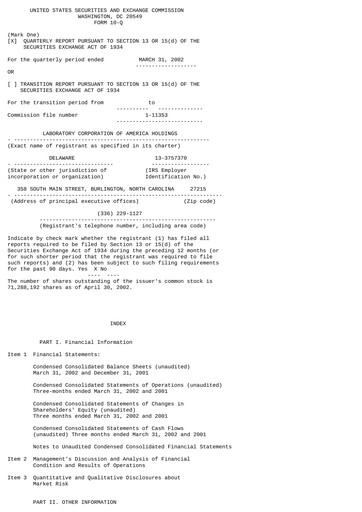 Thumbnail LabCorp Quarterly Report 2002-q1
