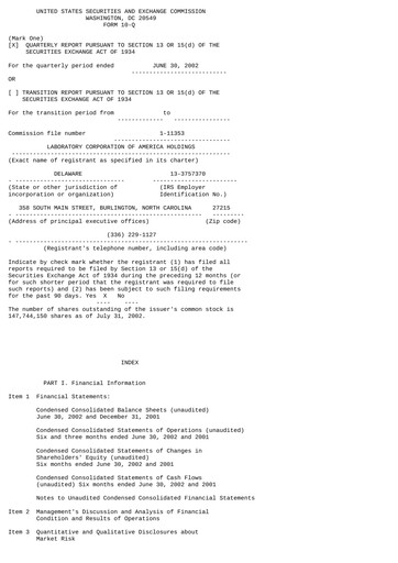 Thumbnail LabCorp Quarterly Report 2002-q2