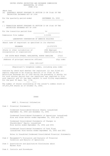 Thumbnail LabCorp Quarterly Report 2002-q3
