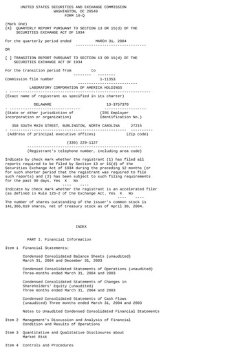 Thumbnail LabCorp Quarterly Report 2004-q1