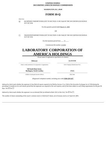 Thumbnail LabCorp Quarterly Report 2005-q1