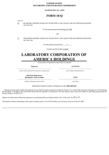 Thumbnail LabCorp Quarterly Report 2005-q2