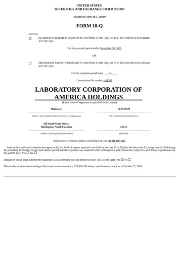 Thumbnail LabCorp Quarterly Report 2005-q3