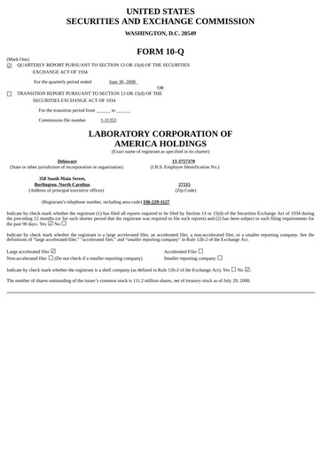 Thumbnail LabCorp Quarterly Report 2008-q2
