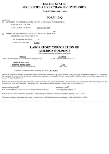 Thumbnail LabCorp Quarterly Report 2008-q3