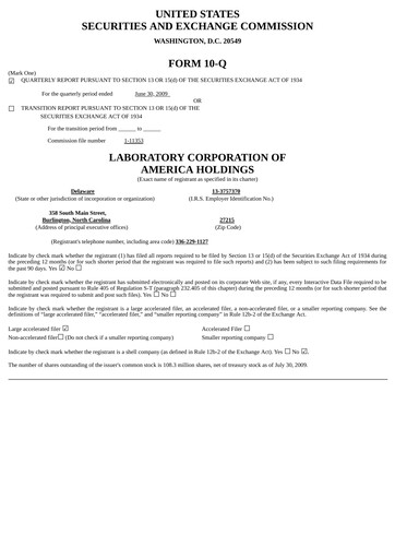Thumbnail LabCorp Quarterly Report 2009-q2