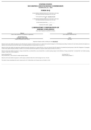 Thumbnail LabCorp Quarterly Report 2010-q3
