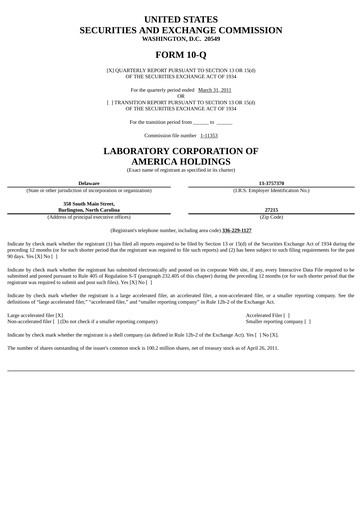 Thumbnail LabCorp Quarterly Report 2011-q1