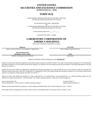 Thumbnail LabCorp Quarterly Report 2011-q2