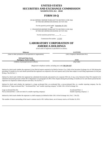 Thumbnail LabCorp Quarterly Report 2011-q3