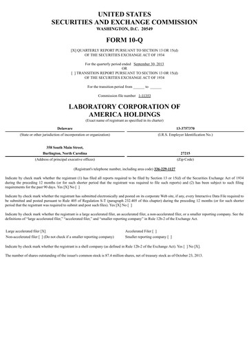 Thumbnail LabCorp Quarterly Report 2013-q3