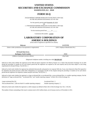 Thumbnail LabCorp Quarterly Report 2014-q3