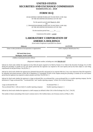 Thumbnail LabCorp Quarterly Report 2016-q1