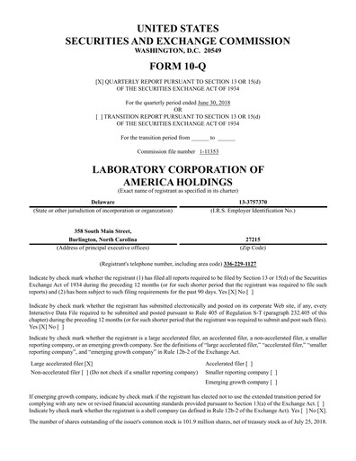 Thumbnail LabCorp Quarterly Report 2018-q2