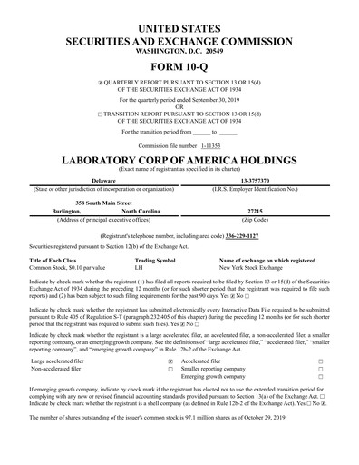 Thumbnail LabCorp Quarterly Report 2019-q3