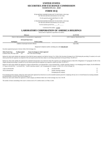 Thumbnail LabCorp Quarterly Report 2020-q1