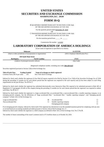 Thumbnail LabCorp Quarterly Report 2020-q3