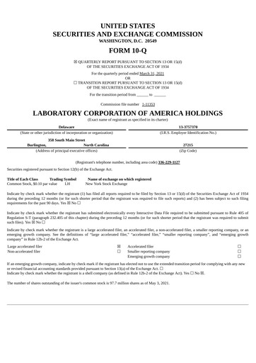 Thumbnail LabCorp Quarterly Report 2021-q1