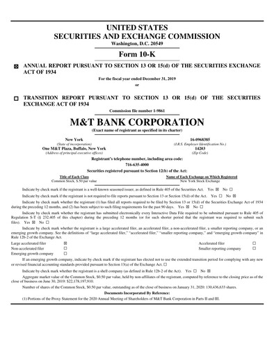 Thumbnail M&T Bank Annual Report 2019