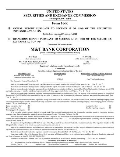 Thumbnail M&T Bank Annual Report 2022