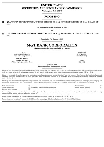 Thumbnail M&T Bank Quarterly Report 2018-q2