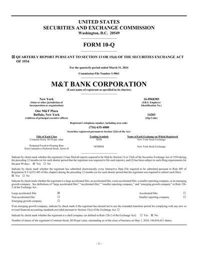 Thumbnail M&T Bank Quarterly Report 2024-q1