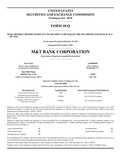 Thumbnail M&T Bank Quarterly Report 2024-q2
