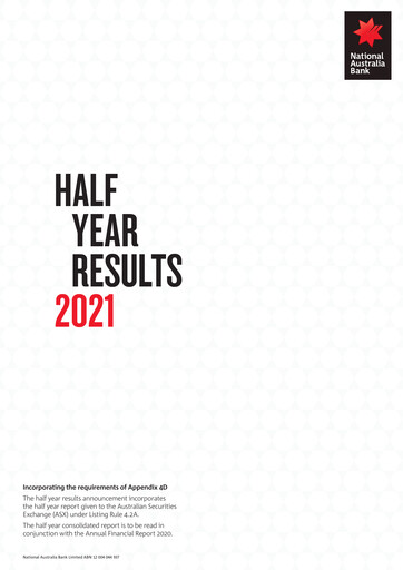 Thumbnail National Australia Bank Half-year Report 2021-h1