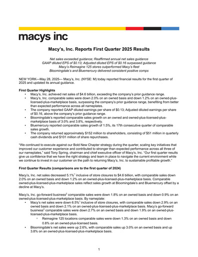 Thumbnail Macy's
 Quarterly Report 2025-q1