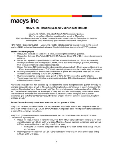 Thumbnail Macy's
 Quarterly Report 2025-q2