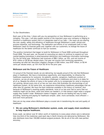 Thumbnail McKesson Annual Report 2006