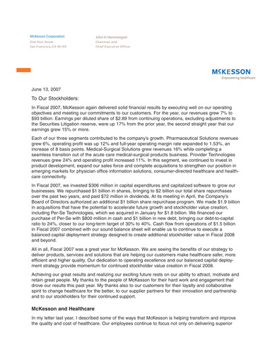 Thumbnail McKesson Annual Report 2007