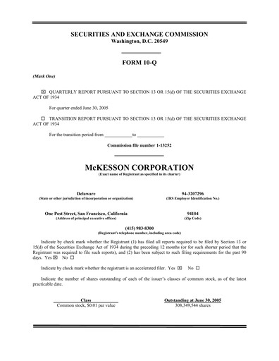 Thumbnail McKesson Quarterly Report 2006-q1