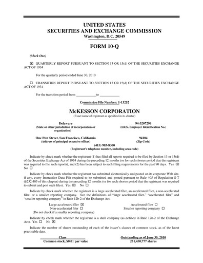 Thumbnail McKesson Quarterly Report 2011-q1
