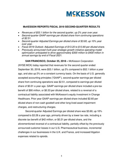 Thumbnail McKesson Quarterly Report 2019-q2