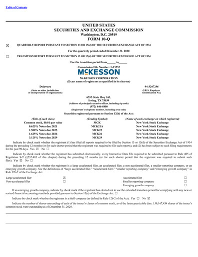 Thumbnail McKesson Quarterly Report 2021-q3