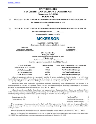 Thumbnail McKesson Quarterly Report 2023-q3