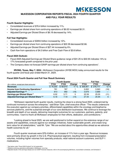 Thumbnail McKesson Quarterly Report 2024-q4